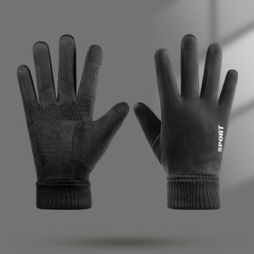 保暖手套 機車手套 保暖防風手套（男）麂皮絨手套女情侶秋冬季棉保暖刷毛電動摩托車戶外防風男騎行騎車『FY02210』