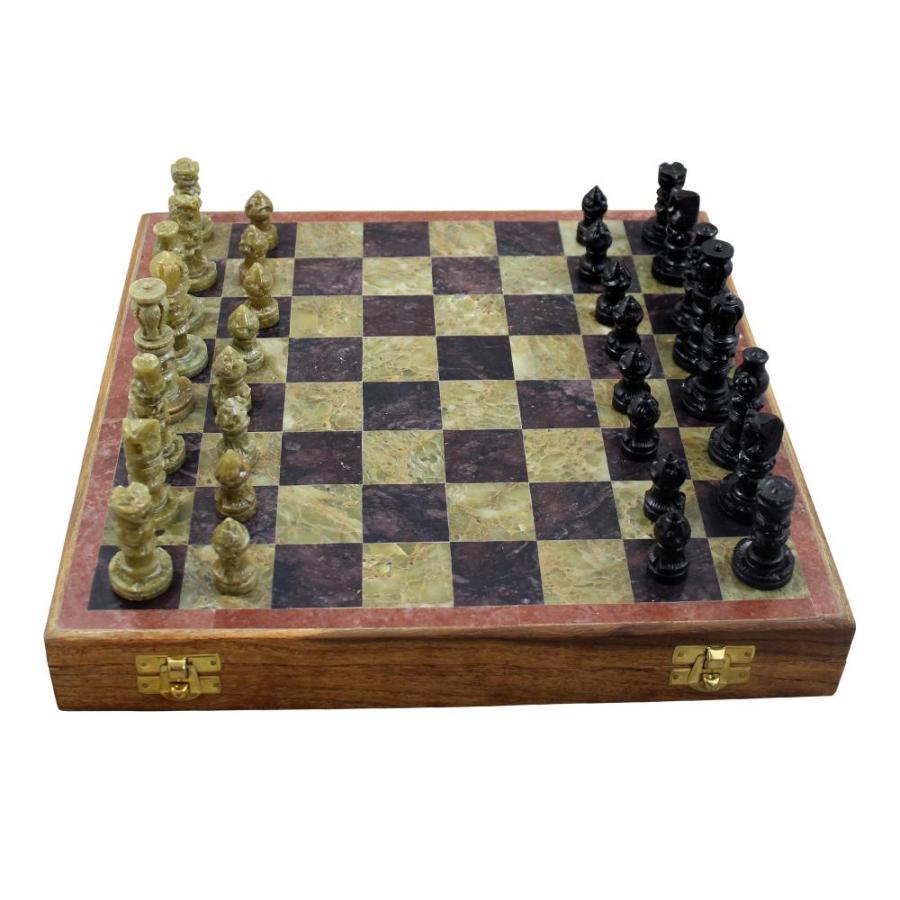 Marble Stone Art Unique India Chess Pieces and Board Set X Inches