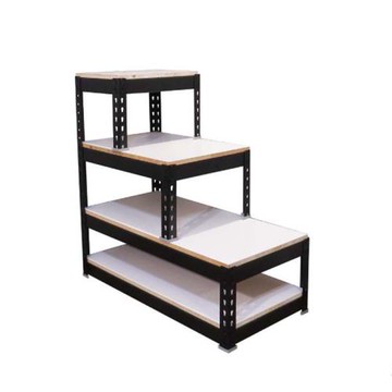 空間特工消光黑角鋼階梯收納櫃3階4層(3x1.5x3尺) 階梯櫃｜爬梯型｜置物展示架