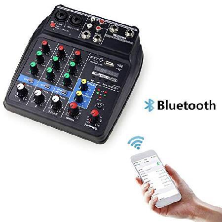 Ultra Low-Noise Channels Audio Mixer Sound Mixing Console Line Mixer with Sound Card and Built-in 48V Phantom Power for Home Music Production, Web