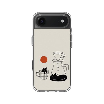 iPhone Air Clear Case（相機按鈕） 透明 - ilovedoodle (Lim Heng Swee) - Coffee Cat: 慢滴醇香