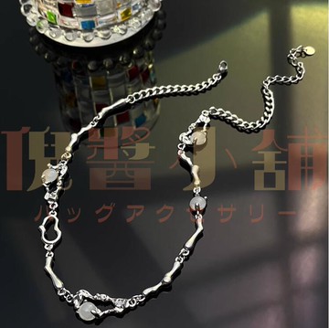 小眾設計別針月光石項鏈女 ins冷淡風高級感辣妹鎖骨項鏈