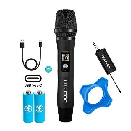 Dolphin 2023 New MCX11 UHF Wireless Microphone USB-C Rechargeable, 50 Channels, Anti-Interference Technology (Black)