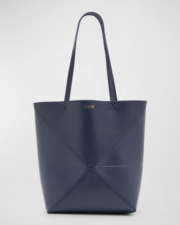 Puzzle Fold Medium Tote Bag in Shiny Leather