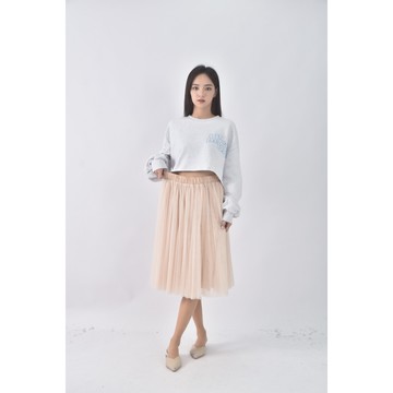 (M) 紡紗杏色長裙二手衣