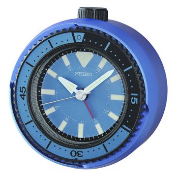 SEIKO 精工 鮪魚罐頭 藍水鬼 滑動式秒針嗶嗶聲靜音貪睡造型鬧鐘 QHE207E_SK045