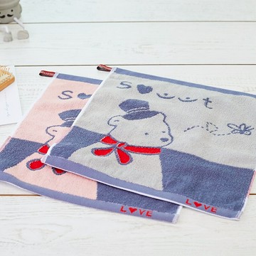 兒童洗臉方巾純棉柔軟家用吸水毛巾幼兒園可掛式擦臉巾卡通可愛