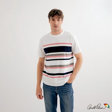 Arnold Palmer -男裝-立體緹織條紋 T-Shirt-白色