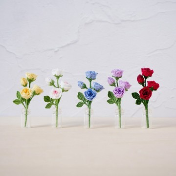 【5色可選】　玫瑰胸針　手工編織、蕾絲編織、花朵胸針