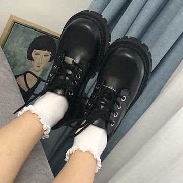 厚底小皮鞋女jk真皮系帶松糕美式復古英倫學院可愛大頭單鞋