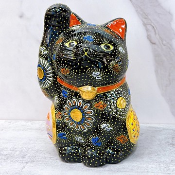 【雅韻黑盛】日本九谷燒招財貓 | 黑盛