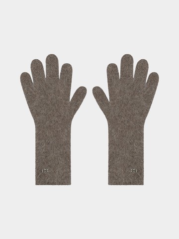 Soft Wool Finger Hole Long Gloves [Kakhi Gray]