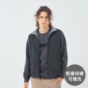 GIORDANO 男裝立領大口袋背心 刷毛蓄暖系列 - 09 標誌黑