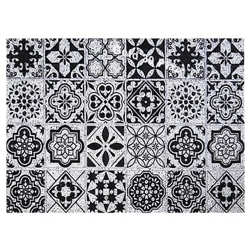 ARMADA 可自由剪裁去泥刮沙彈力絲圈地墊北歐拼花  黑白條紋  40x60cm  1入