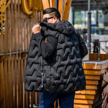 加肥加大碼男士棉馬甲胖人冬季寬松休閑中長款加厚連帽保暖外套男