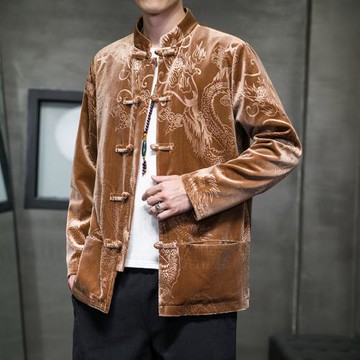 秋季立領中山裝復古外套中國風盤扣唐裝男青年大碼休閑漢服夾克潮