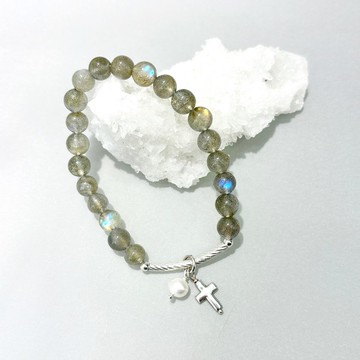 Ops Labradorite bracelet -拉長石/純銀/幸運/珍珠/藍光/手鍊