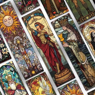 包包特選好物🌟60張彩繪玻璃Tarot Card書簽裝飾書本標記小説書畵閱讀禮物精美卡🌟