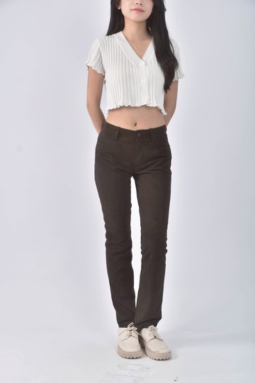 (M) armani exchange質感絨布棕色長褲