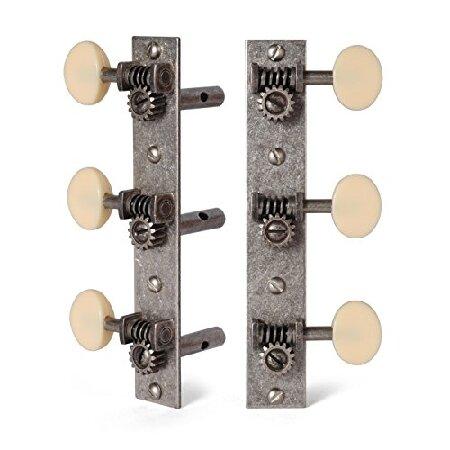 Golden Age Restoration Tuners for Slotted Peghead Guitar Square-End, Relic Nickel Finish with Matte Cream Knobs