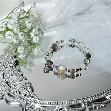 星輝閃耀月光女神水晶設計手串 - 黑金超七、月光石、星輝骨幹、