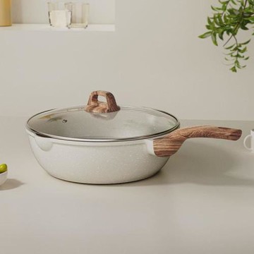 家用麥飯石平底鍋不粘鍋炒鍋無油煙牛排煎鍋加大加厚炒菜鍋批發