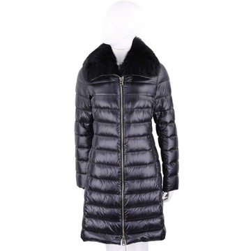 HERNO 可拆毛領木炭黑色絎縫長版羽絨外套