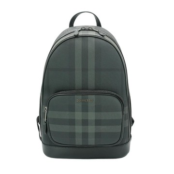 Burberry 經典格紋帆布後背包(80656301-炭灰)