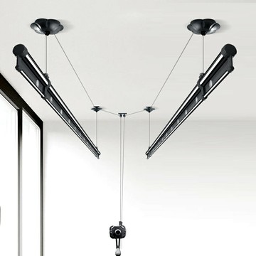 手動升降晾衣架  家用晾衣桿 陽台晾衣桿 升降晾衣架陽台手搖雙桿式晾衣桿室內家用涼衣架頂裝手動曬衣架【MJ25496】