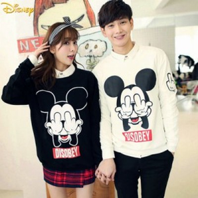 Disney 2color ディズニー ミッキーメンズレディース お揃いカップルペアルックウェア プルオーバー プリントスウェット トレーナー トップス 長袖 男女兼用 通販 Lineポイント最大get Lineショッピング
