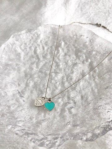 【日本直送 名牌二手包】Tiffany & Co. 蒂芙尼 項鍊 銀×綠松石藍 雙愛心 925 標誌 5g7hxe