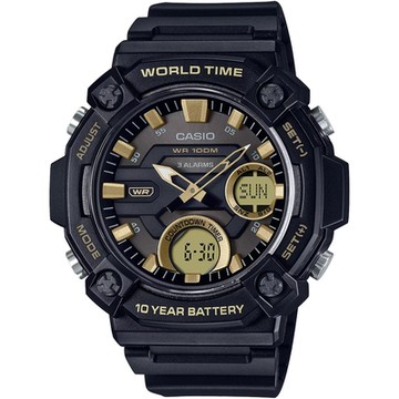 CASIO 卡西歐 10年電力 冒險精神 計時雙顯錶 1212購物節 送禮推薦-黑 AEQ-120W-9A