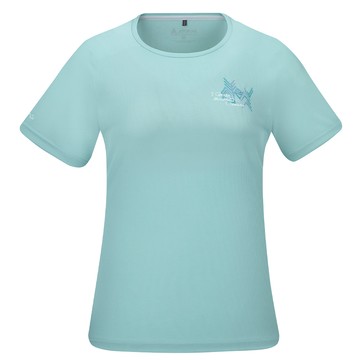 ATUNAS 女款POLARTEC POWER DRY吸濕排汗透氣快乾短袖T恤A1TS2504W霧綠/銀離子抑菌除臭短T/大尺碼