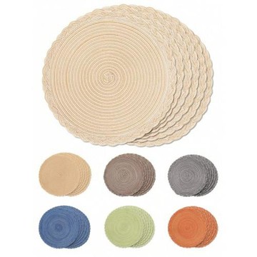 跨境外貿款15 Inch Round Mixed Fiber Braided Woven Placemats