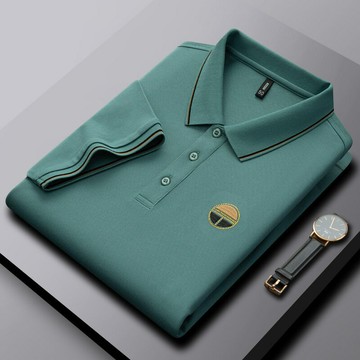 【新款熱賣】重磅春夏新款薄款刺繡直筒合體型短袖商務時尚現貨純色男士polo衫