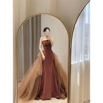 Alice美爆魚尾復古風高端敬酒服新娘年會宴會晚禮服輕奢小眾聚會