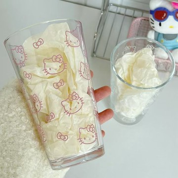 kitty水杯 kitty玻璃杯 kitty杯子 可愛水杯 可愛杯子 粉色凱蒂貓牛奶高顏值少女心玻璃水杯馬克杯玻璃水杯