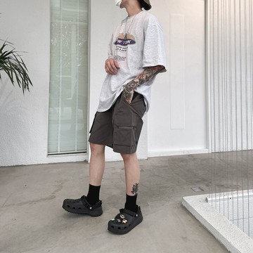 AMERO 男裝 女裝 口袋 拉鍊 休閒短褲 寬鬆 情侶裝