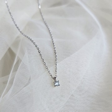 【Isha Jewelry】海藍寶單鑽項鍊 | 誕生石系列_3月 | 純銀。生日禮物