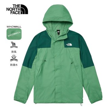 【The North Face 官方旗艦】北面男款綠色DWR防潑水連帽外套｜8DGDJZX 抗UV