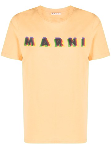Marni - logo-print cotton T-shirt - men - Cotton - 56 - Orange