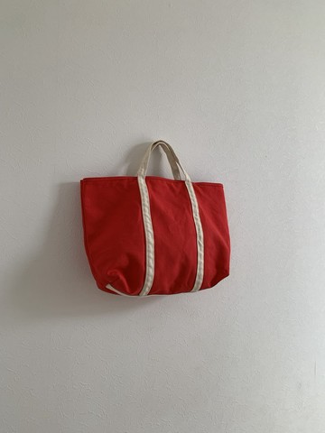 【訂製款】帆布 BASIC TOTE(M) 番茄紅 × 米白