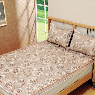 棉花田涼爽冰絲藤蓆 50%植物纖維 150x186cm  雙人  玫瑰