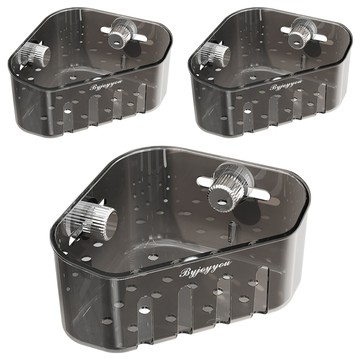 byjoyyou 轉角水槽置物架 透灰銀 廚房轉角收納 免打孔瀝水置物架  3個