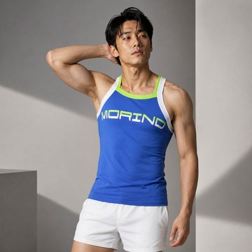 【MORINO】型男運動背心_藍色 MO5109型男 潮男 健身 背心 色彩鮮明，簡約線條，展現年輕氣息 LUCAS聯名