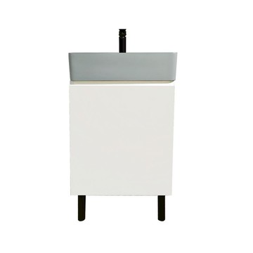 【MULTI】MIT台灣製造工廠直營 霧黑龍頭+灰藍彩盆+KD浴櫃50cm