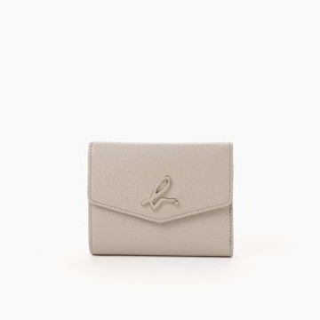 agnes b.Voyage 皮革 短夾 卡其色