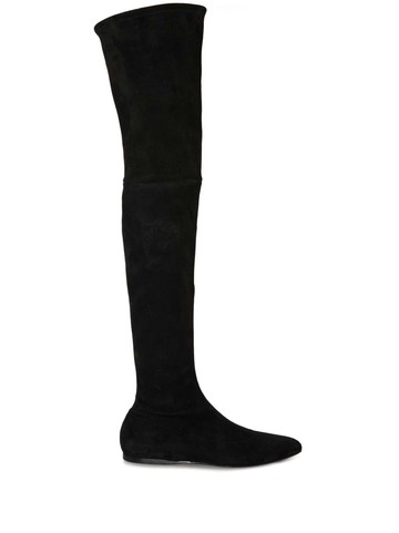 PUCCI - logo-embroidered thigh-high boots - women - Polyurethane/Sheep Skin/Shearling/Polyester/Calf Leather - 41 - Black