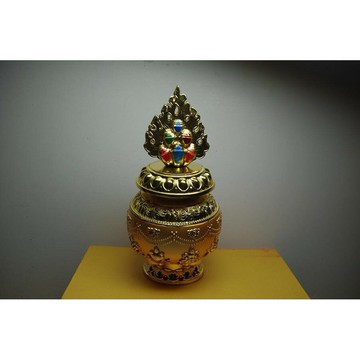 銅鎏金財神地藏王摩尼寶瓶寶鎮宅消災吉祥聚財會銷寶瓶(中) 0.55公斤