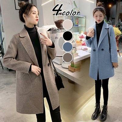 チェスター レディース 秋冬 黒 ミディアム丈 ラシャ 厚手オーバー ゆったりアウター 通勤 着痩せ 大人 通販 Lineポイント最大get Lineショッピング